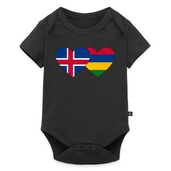 Iceland Mauritius Flag Heart - Baby Premium short-sleeve bodysuit - black - Front