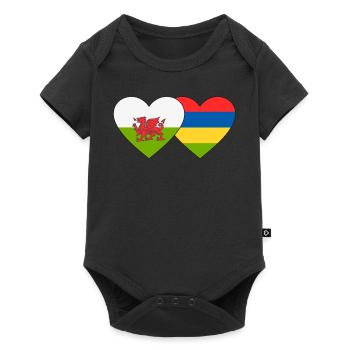 Wales Mauritius Flag Heart - Baby Premium short-sleeve bodysuit - black - Front