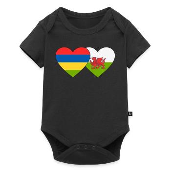 Mauritius Wales Flag Heart - Baby Premium short-sleeve bodysuit - black - Front