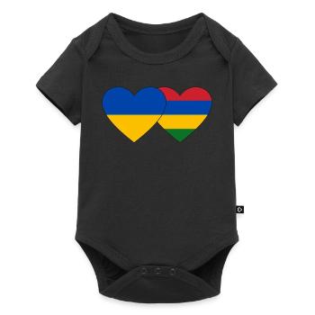 Ukraine Mauritius Flag Heart - Baby Premium short-sleeve bodysuit - black - Front