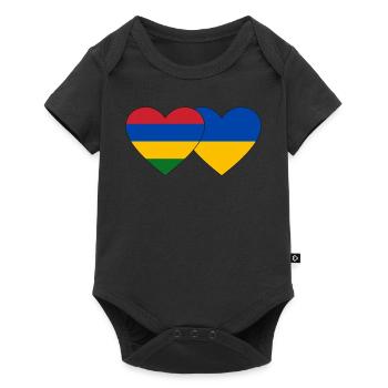 Mauritius Ukraine Flag Heart - Baby Premium short-sleeve bodysuit - black - Front
