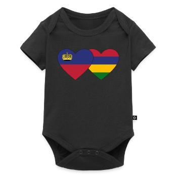 Liechtenstein Mauritius Flag Heart - Baby Premium short-sleeve bodysuit - black - Front