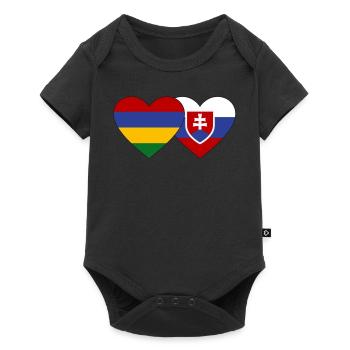 Mauritius Slovakia Flag Heart - Baby Premium short-sleeve bodysuit - black - Front