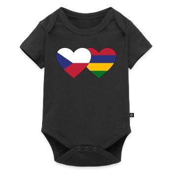 Czech Republic Mauritius Flag Heart - Baby Premium short-sleeve bodysuit - black - Front