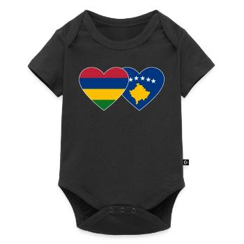 Mauritius Bosnia Flag Heart - Baby Premium short-sleeve bodysuit - black - Front