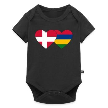 Denmark Mauritius Flag Heart - Baby Premium short-sleeve bodysuit - black - Front