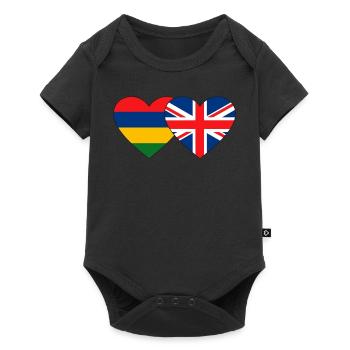 Mauritius England Flag Heart - Baby Premium short-sleeve bodysuit - black - Front