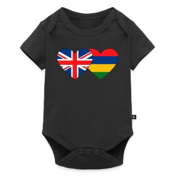England Mauritius Flag Heart - Baby Premium short-sleeve bodysuit - black - Front