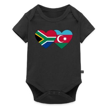 Südafrika Aserbaidschan Flagge Herz - Baby Premium Kurzarmbody - Schwarz - Vorne