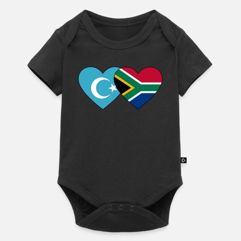 Cœur de drapeau ouïghours d’Afrique du Sud - Body à manches courtes Premium Bébé - noir