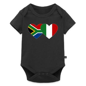 Afrique du Sud Italie Flag Heart - Body à manches courtes Premium Bébé - noir - Devant