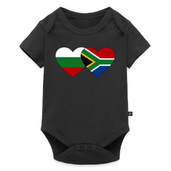 Bulgaria South Africa Flag Heart - Baby Premium short-sleeve bodysuit - black - Front