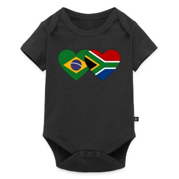Brazil South Africa Flag Heart - Baby Premium short-sleeve bodysuit - black - Front