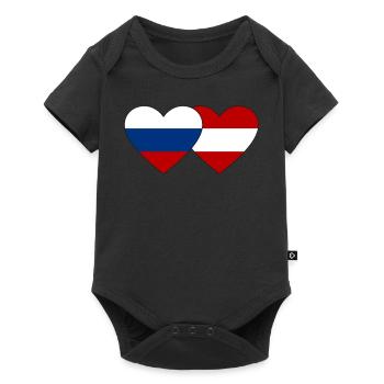 Russia Austria Flag Heart - Baby Premium short-sleeve bodysuit - black - Front