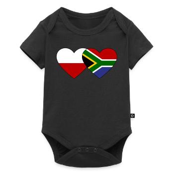 Poland South Africa Flag Heart - Baby Premium short-sleeve bodysuit - black - Front