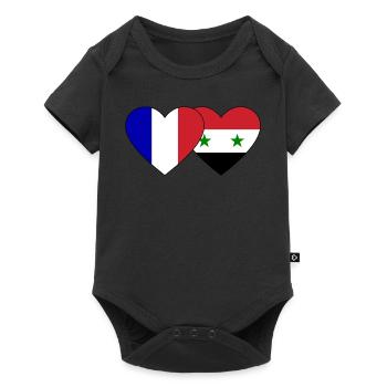 France Syrie drapeau coeur - Body à manches courtes Premium Bébé - noir - Devant