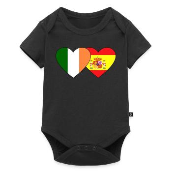 Ireland Spain Flag Heart - Baby Premium short-sleeve bodysuit - black - Front