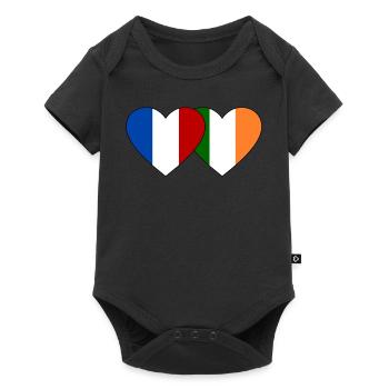 France Ireland Flag Heart - Baby Premium short-sleeve bodysuit - black - Front