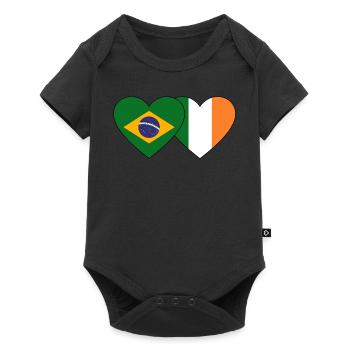 Brazil Ireland Flag Heart - Baby Premium short-sleeve bodysuit - black - Front
