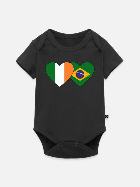 Ireland Brazil Flag Heart - Baby Premium short-sleeve bodysuit - black