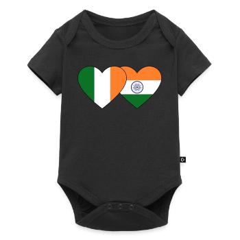Ireland India Flag Heart - Baby Premium short-sleeve bodysuit - black - Front