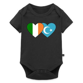 Irland Uiguren Flagge Herz - Baby Premium Kurzarmbody - Schwarz - Vorne