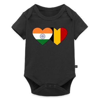 India Belgium Flag Heart - Baby Premium short-sleeve bodysuit - black - Front
