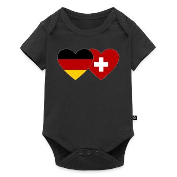 Germany Switzerland Heart Flag - Baby Premium short-sleeve bodysuit - black - Front