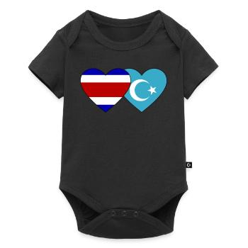 Coeur de drapeau ouïghour du Costa Rica - Body à manches courtes Premium Bébé - noir - Devant