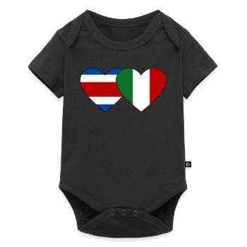 Costa Rica Italie Drapeau Coeur - Body à manches courtes Premium Bébé - noir - Devant