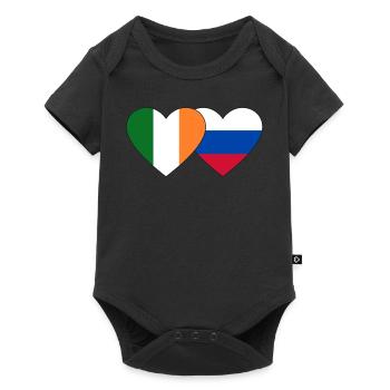 Ireland Russia Flag Heart - Baby Premium short-sleeve bodysuit - black - Front