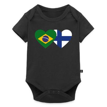 Brésil Finlande Flag Heart - Body à manches courtes Premium Bébé - noir - Devant