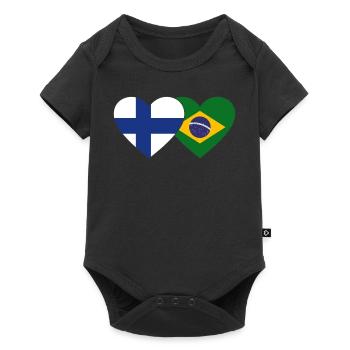 Finlande Brésil Flag Heart - Body à manches courtes Premium Bébé - noir - Devant