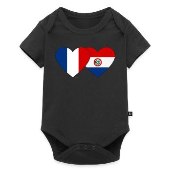 France Paraguay Heart Flag - Baby Premium short-sleeve bodysuit - black - Front