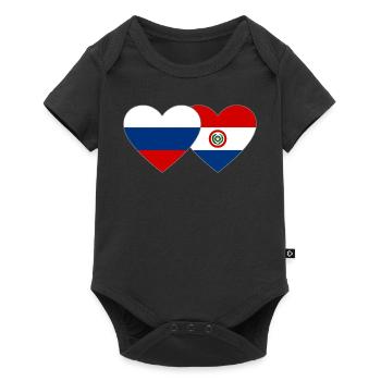 Russie Paraguay Drapeau du Cœur - Body à manches courtes Premium Bébé - noir - Devant