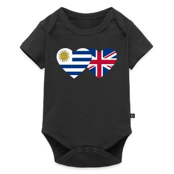 Uruguay England Heart Flag - Baby Premium short-sleeve bodysuit - black - Front
