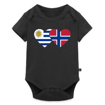 Uruguay Norvège Drapeau du cœur - Body à manches courtes Premium Bébé - noir - Devant