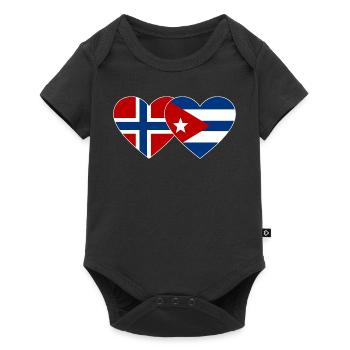 Norway Cuba Flag Heart - Baby Premium short-sleeve bodysuit - black - Front