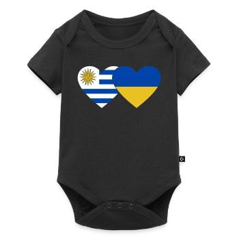 Uruguay Ukraine Heart Flag - Baby Premium short-sleeve bodysuit - black - Front