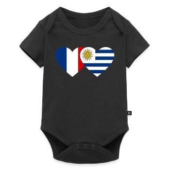 France Uruguay Drapeau du Cœur - Body à manches courtes Premium Bébé - noir - Devant