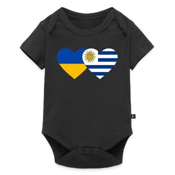 Ukraine Uruguay Heart Flag - Baby Premium short-sleeve bodysuit - black - Front