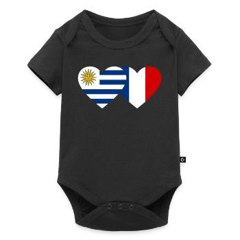Uruguay France Heart Flag - Baby Premium short-sleeve bodysuit - black - Front