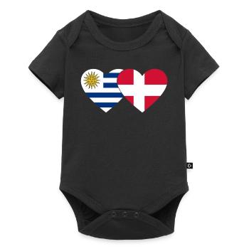 Uruguay Denmark Heart Flag - Baby Premium short-sleeve bodysuit - black - Front
