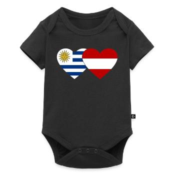 Uruguay Austria Heart Flag - Baby Premium short-sleeve bodysuit - black - Front