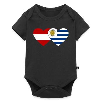 Austria Uruguay Heart Flag - Baby Premium short-sleeve bodysuit - black - Front