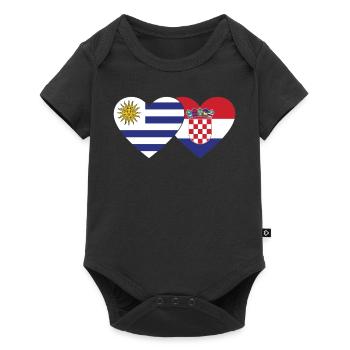 Uruguay Croatie Drapeau du Cœur - Body à manches courtes Premium Bébé - noir - Devant