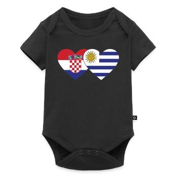 Croatia Uruguay Heart Flag - Baby Premium short-sleeve bodysuit - black - Front