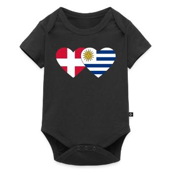 Denmark Uruguay Heart Flag - Baby Premium short-sleeve bodysuit - black - Front