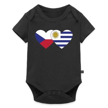 Czech Republic Uruguay Heart Flag - Baby Premium short-sleeve bodysuit - black - Front