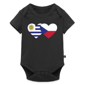 Uruguay Czech Republic Heart Flag - Baby Premium short-sleeve bodysuit - black - Front